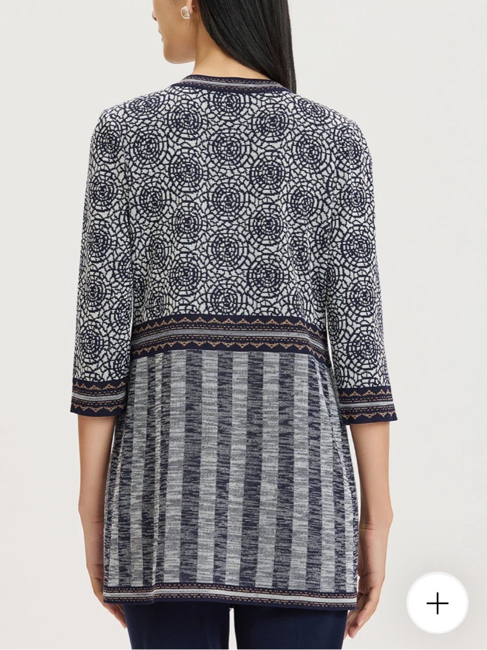 Ming Wang Multi Pattern Jacquard Knit Cardigan, Size 3X - Picture 6 of 14